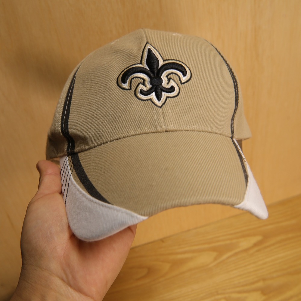 New Orleans Saints NFL Hat Tan Black Fleur-de-lis Adjustable Baseball Cap OSFA - Picture 3 of 6